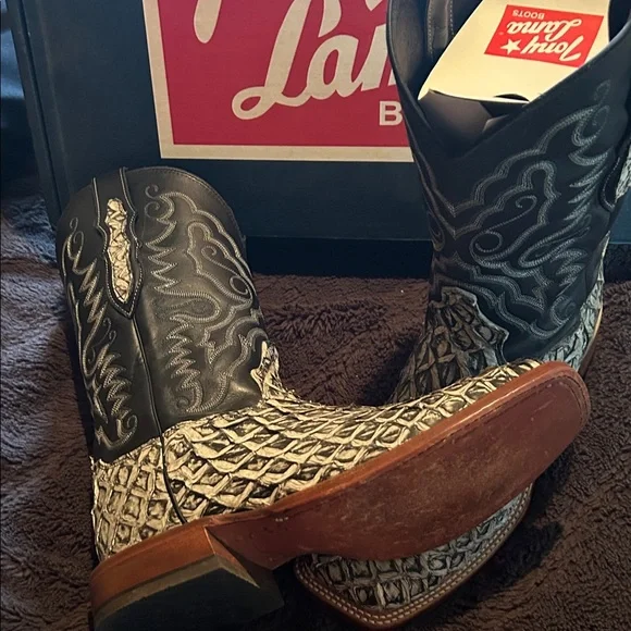 Tony Lama FISH exotic Western Boots size 9 1/2EE Tony Lama Mens Pirarucu Western Cowboy Boots 8264 main image 3